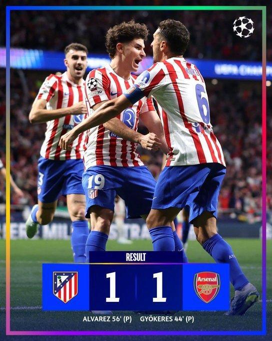 热闻|“墙墙对决”，点球终结！马德里竞技1-1战平阿森纳