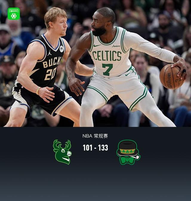 凯尔特人133-101轻取雄鹿，杰伦-布朗26分，塔图姆23+11+9