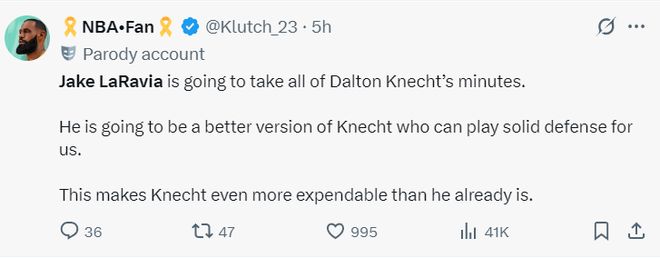 湖媒透露拉拉维亚将占据克内克特轮换时间！美媒模拟DK两交易方案