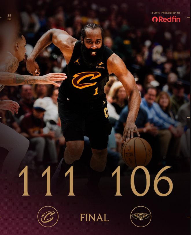 出战13胜4负！哈登末节13+3再成救世主 美媒赞已成骑士最佳球员