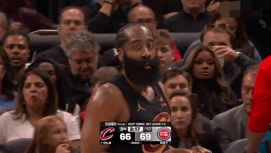107-97！哈登13中3末节0分，创NBA尴尬纪录！活塞巨星2次拿捏骑士