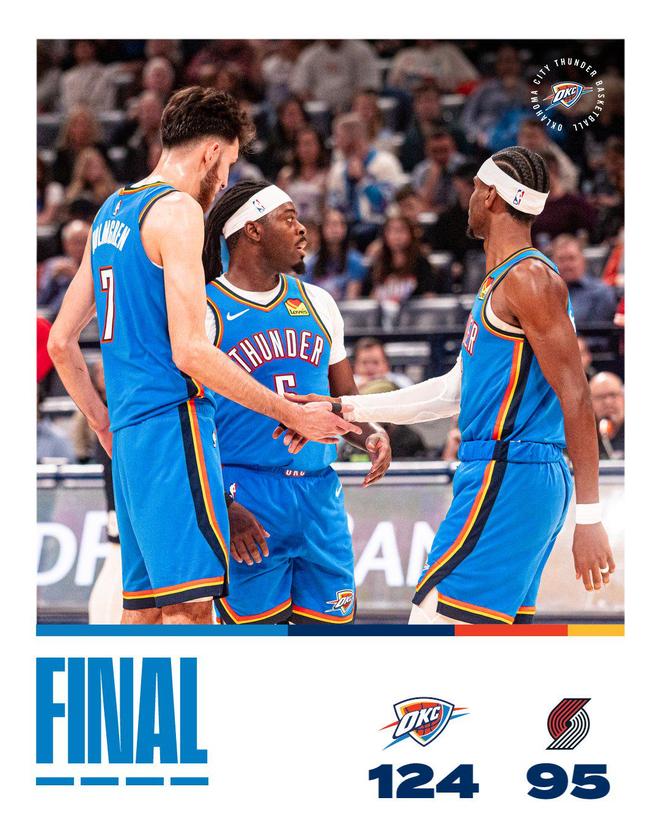 杨瀚森替补3分5板开拓者惨败雷霆 亚历山大30+6