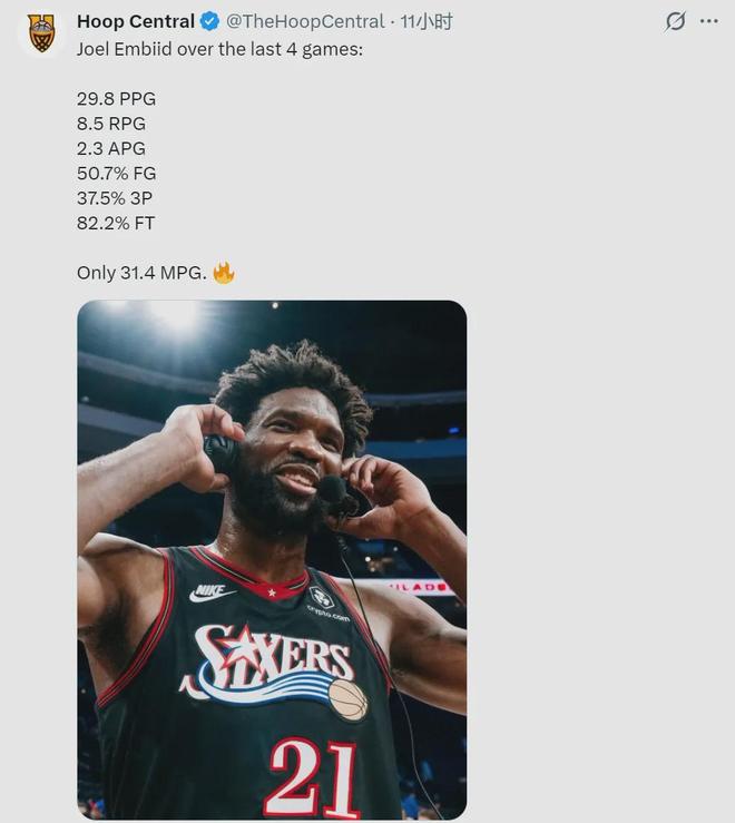 场均29.8分8.5板！恩比德重回巅峰！能阻挡他的只有伤病