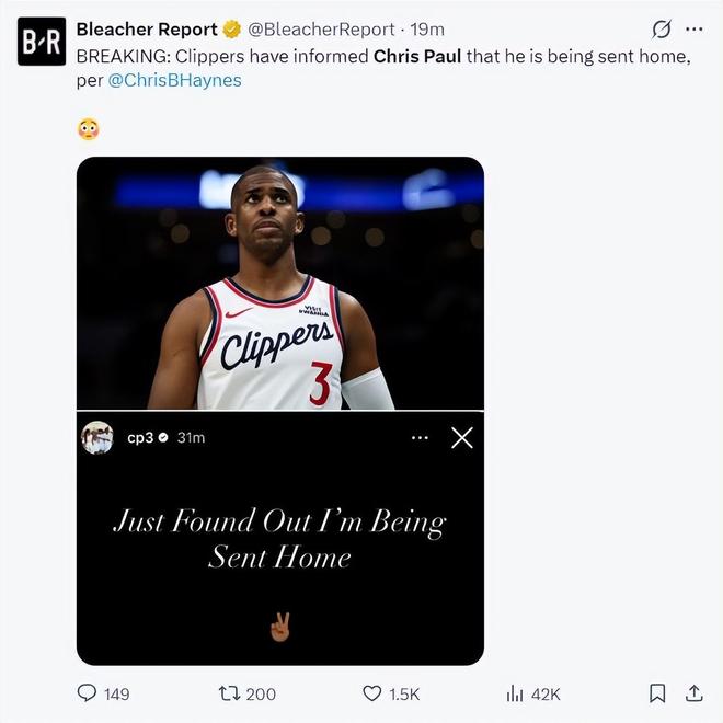 保罗被快船裁员登全美第1热搜：船记纷纷炮轰管理层  雷记盼签他